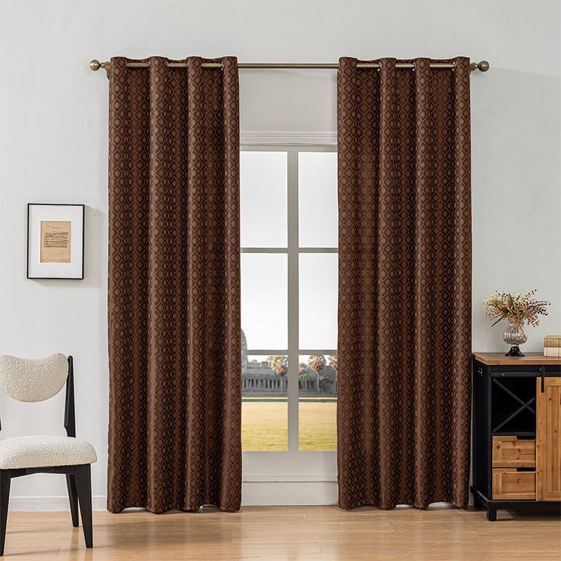 Premium Polyester Jacquard Blackout Curtains – Thermal Insulated Checkered Drapes For Living Room & Bedroom – 85% Light Blocking_voghion.com