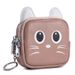 New Cute Cat Double Zipper Purse Genuine Leather Mini Coin Keychain Storage Niche Lipstick Bag_voghion.com