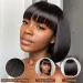 Brazilian Human Hair Wig with Bangs Remy Straight Hair Bob Wigs Full Machine Made Wig for Women 8-14 Inches Glueless Bob Wigs_voghion.com