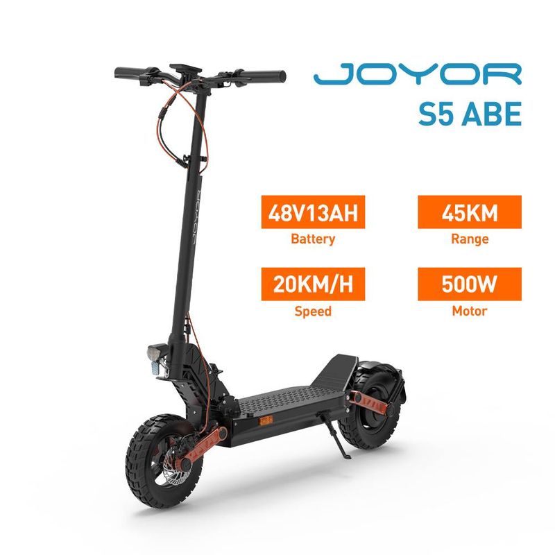 JOYOR S5 ABE-certificering El-scooter 10-tommer Dæk 500W Motor 20km/t 48V 13Ah Batteri 40-55km Rækkevidde Dual-skivebremser_voghion.com