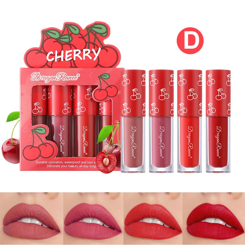 4-teiliges Mini-Set samtmatter Lipglosse – lang anhaltendes, nicht klebendes Lippen-Make-up mit Fruchtduft_voghion.com