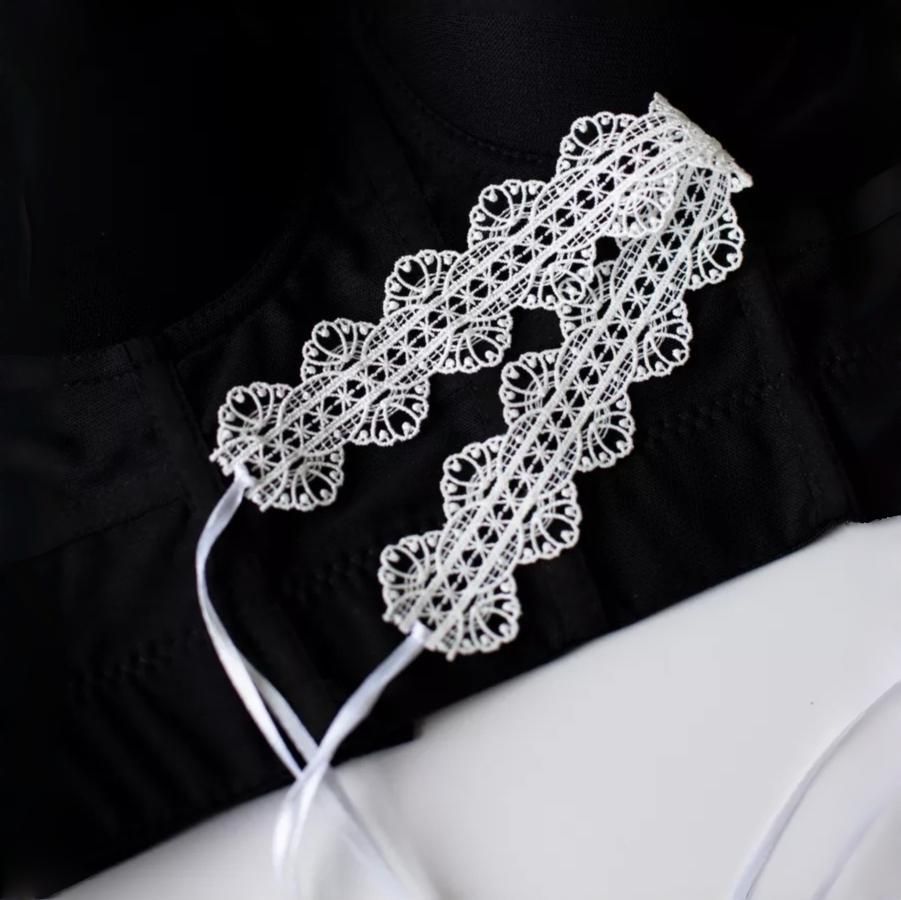 Collana con sciarpa lunga e sottile in pizzo con design a strati, versatile con clavicola e nodo libero._voghion.com