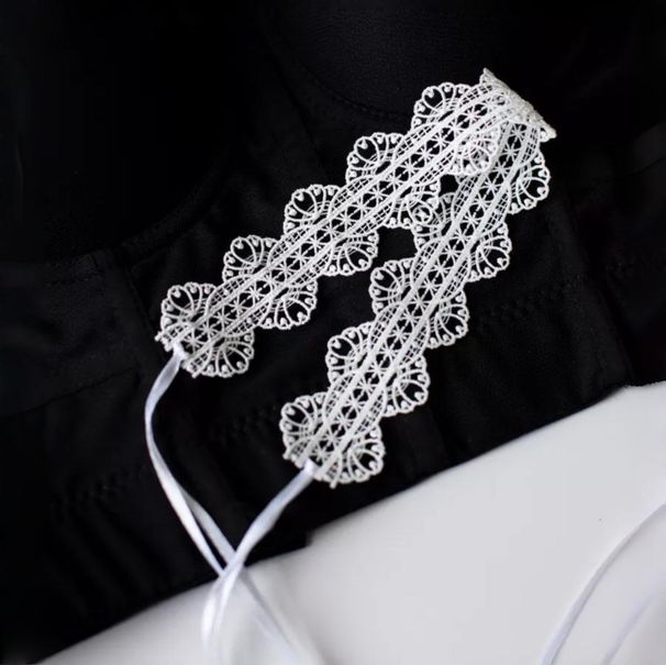 Collana con sciarpa lunga e sottile in pizzo con design a strati, versatile con clavicola e nodo libero._voghion.com