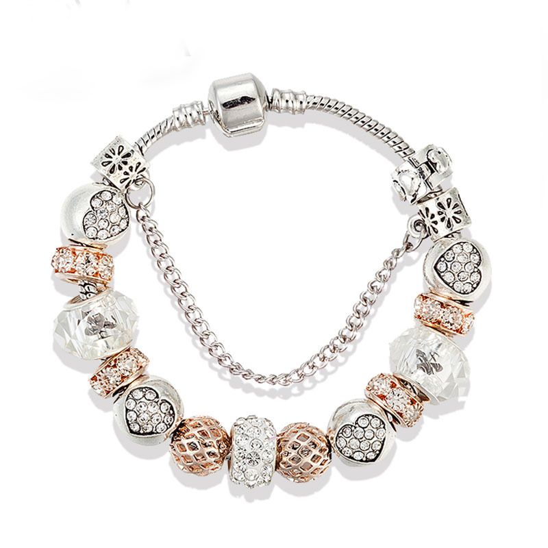 New Stylish Heart Charm Bracelets & Bangles With Beads DIY Women Jewelry Gift For Girl Dropshipping_voghion.com