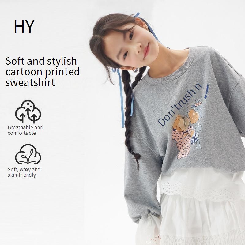Kinderbekleidung Oberteile für mittlere und große Kinder Frühling und Herbst Trendy Pullover_voghion.com