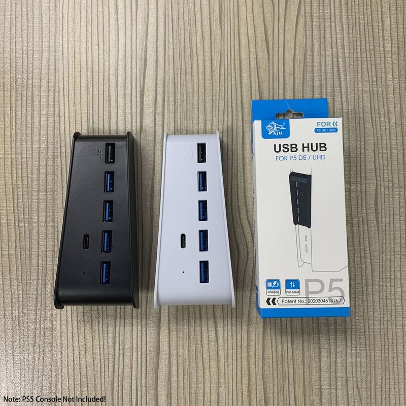 Byteuni PS5 High-Speed Expansion Hub Charger Splitter Adapter with 4 USB + 1 USB Charging Port + 1 Type C Port, Compatible with PS-5 Dualsence Console_voghion.com