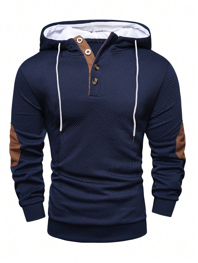 Men's Jacquard Pullover Hoodie – All-Season Casual Hoodie With Stylish Pattern & Light Stretch_voghion.com