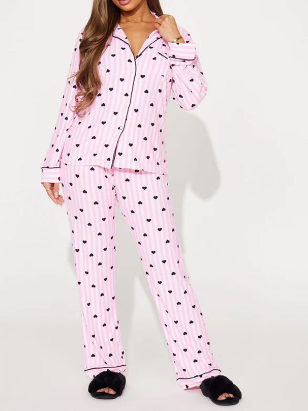 Completo da donna con pantaloni a vita alta e stampa anime – Blazer abbottonato a maniche lunghe e pantaloni (S-XXL, poliestere, cartone animato kawaii, rosa/rosa)_voghion.com