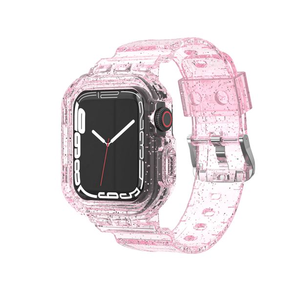 Correa de reloj Apple Watch compatible con la generación iwatch98765, TPU con purpurina glaciar, correa de reloj integrada de Apple, nuevo modelo_voghion.com