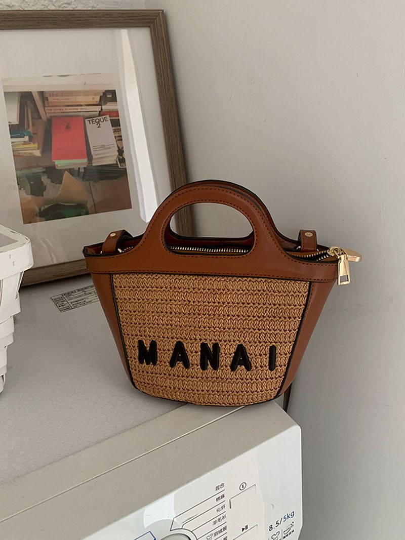 Kadınlar için yaz aylarında küçük elde taşınabilen sebze sepeti çantası deniz kenarında rattan plaj çantası dokuma çapraz çanta çok yönlü hasır çanta_voghion.com