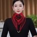 Autumn Winter New Fashionable Elegant Korean Style Versatile Knitted Camellia Color Block Magnetic Buckle Triangle Scarf_voghion.com