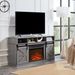 Modern Farmhouse TV Media Stand, Large Barn Inspired Home Entertainment Console, With 23" Fireplace Insert, For TV Up To 65'', With Open Shelves And Closed Cabinets, Grey_voghion.com