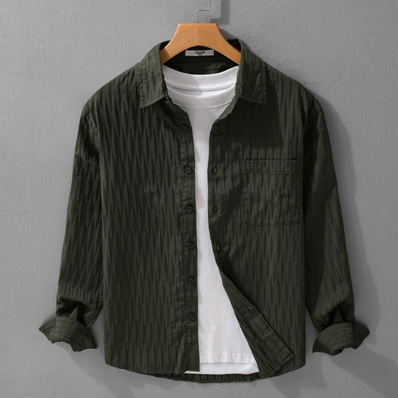 Spring And Summer Men's Simple And Versatile Long Sleeved Shirt, Loose, Comfortable, Breathable, Fresh, Thin Casual Shirt_voghion.com