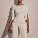 Women's Jumpsuit Casual Solid Color 3/4 Length Sleeve Straight Round Neck Beaded High Waist Daily Going Out Regular Fit Black White_voghion.com