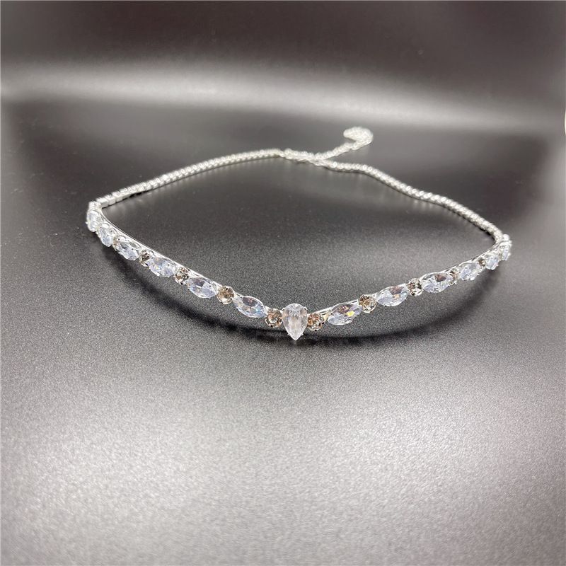Shiny Rhinestone Hair Simple And Versatile Water Drop Forehead Chain Headwear Hairwear_voghion.com