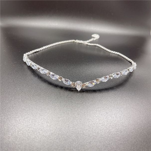Shiny Rhinestone Hair Simple And Versatile Water Drop Forehead Chain Headwear Hairwear_voghion.com