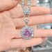 Collana da donna con ciondolo rotondo in zircone rosa spodumene viola con taglio a stella da 5 carati, luce fluorescente, colore cangiante, temperamento semplice_voghion.com