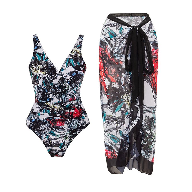 Maillot de bain jupe enveloppée pour femme_voghion.com