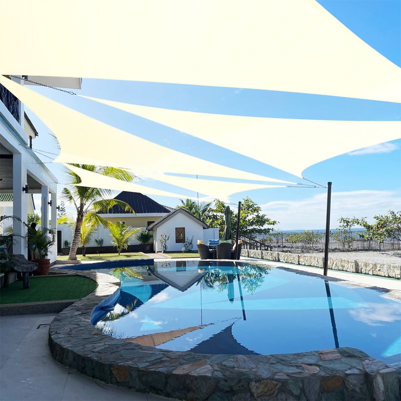Artpuch Custom Size Cream Sun Shade Sail Triangle Canopy 185 GSM Durable Fabric UV Block Awning for Outdoor Patio Garden Backyard (Customized Availabl_voghion.com