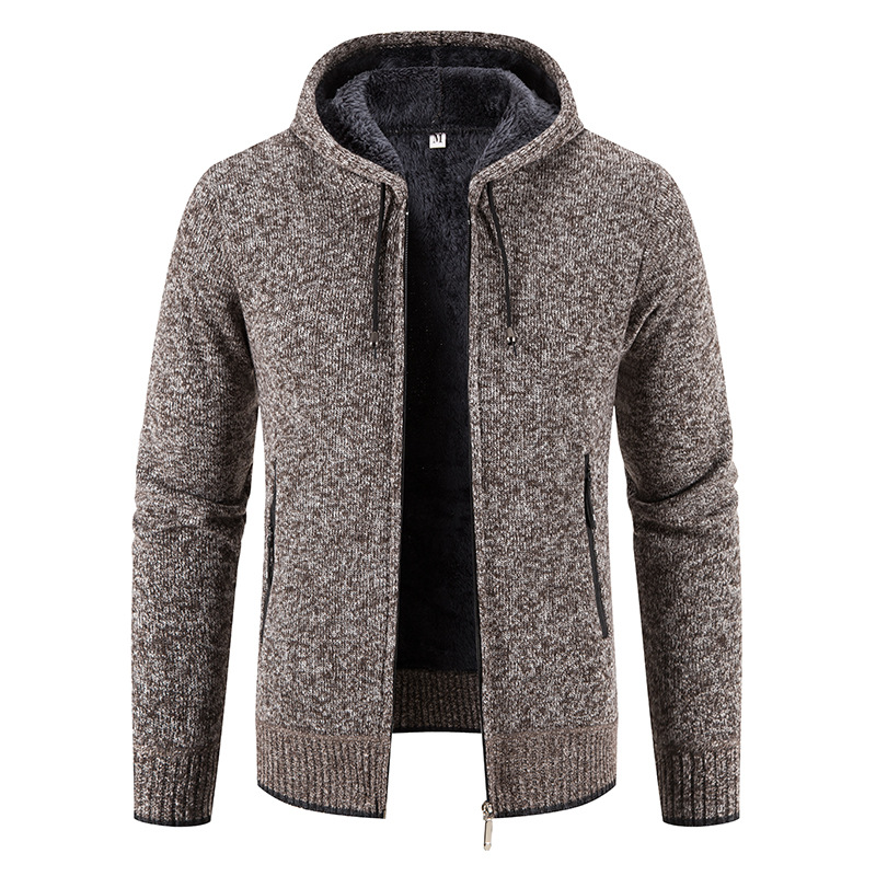 Männer herbst und winter neue männer gestrickte mit kapuze lässige strickjacke reißverschluss hemd jugend pullover jacke_voghion.com