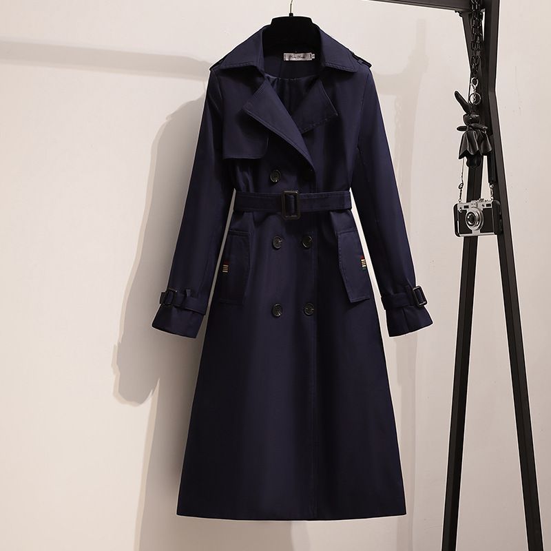 Abrigo pequeño suelto con doble botonadura a la moda para mujer_voghion.com