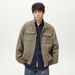 Retro Houndstooth Harrington Jacket – Men’s Short-Wide Collar Bomber (Brown Check) | Fall Streetwear With Dual Pockets_voghion.com