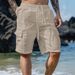 Men's Cargo Shorts With Multiple Pockets & Drawstring - Breathable Linen Cotton Summer Shorts For Beach, Hiking & Casual Wear_voghion.com