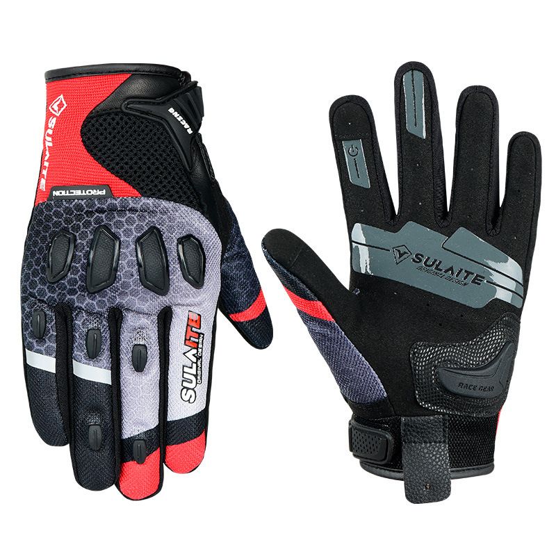 Luvas de equitação de malha respirável de verão para motocicleta, tela sensível ao toque antiqueda, equipamento de proteção para corrida de motocicleta_voghion.com