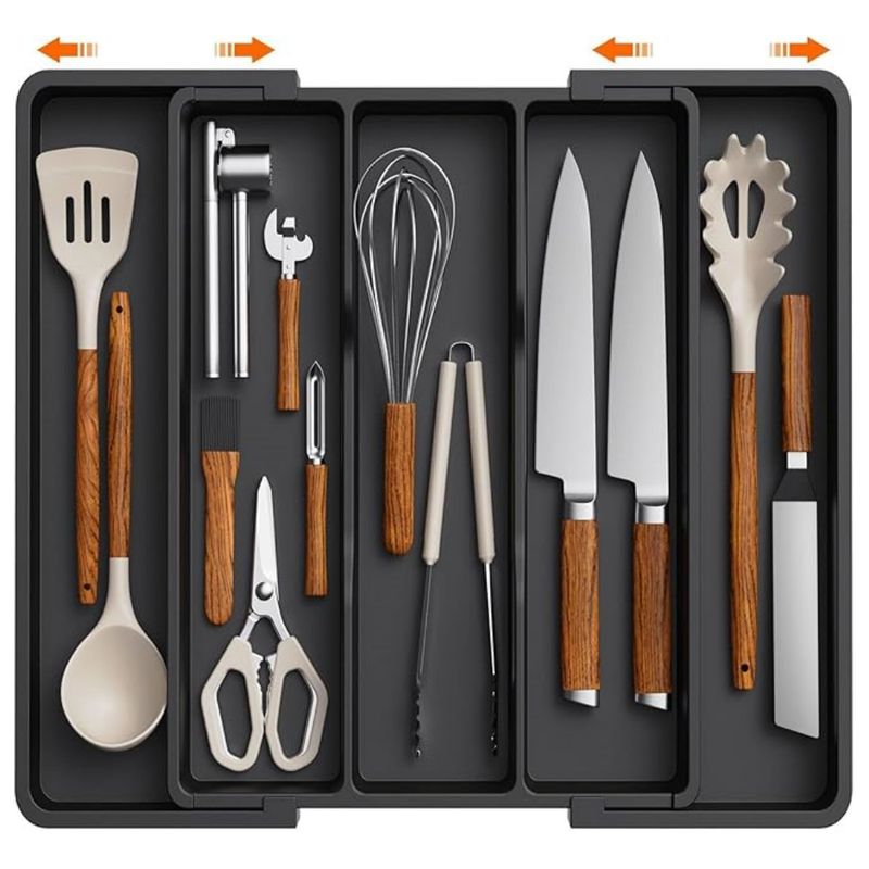 New Expandable Utensils Tray Extended Tableware Storage Box Home_voghion.com