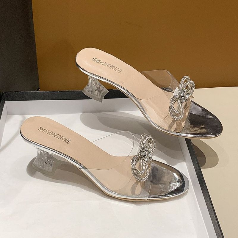 Transparente High Heel-Sandalen mit Kristallen für Damen – Modische Sommer-Slipper für draußen​​_voghion.com