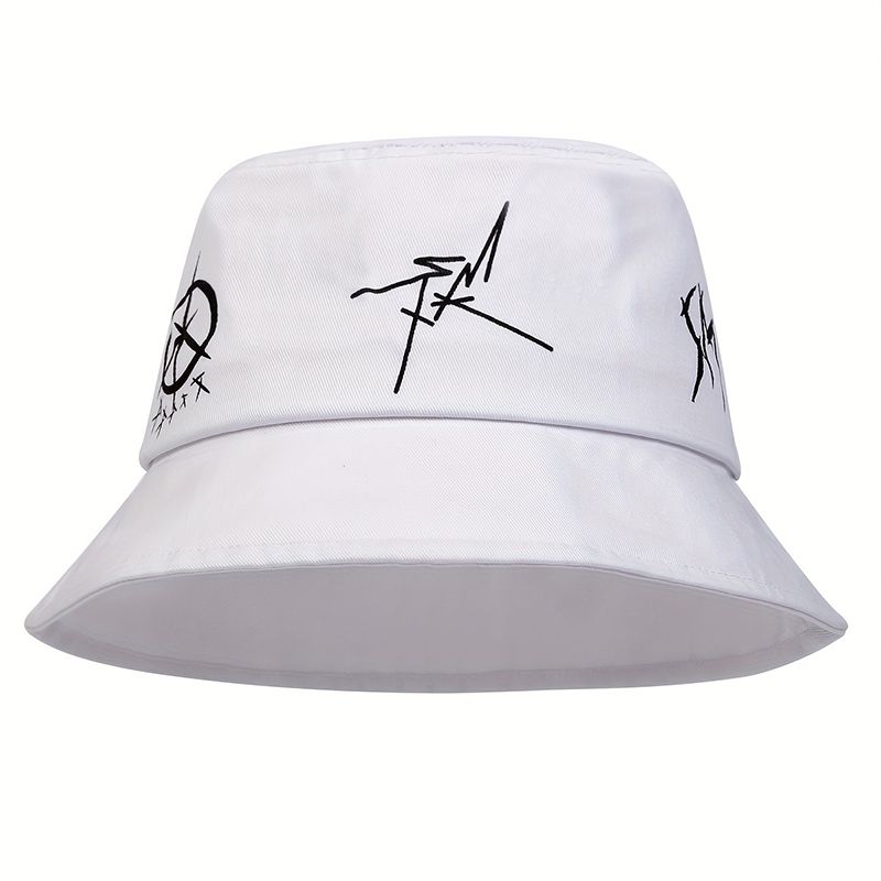 Mode Mode Hip Hop Zweifarbiger Fischerhut Damen Herren Panama Augen Graffiti Gedruckt Fischer Outdoor Angeln Sonnenhut_voghion.com