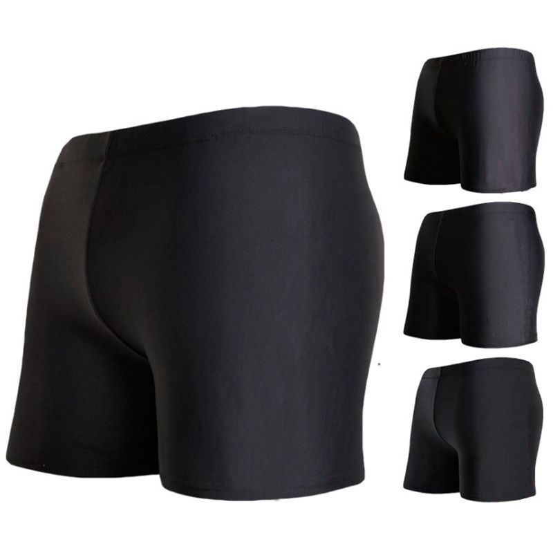 Herenkleding Puur zwarte netversie zwemshort platte hoekmaat ademend sneldrogend zwempak man_voghion.com