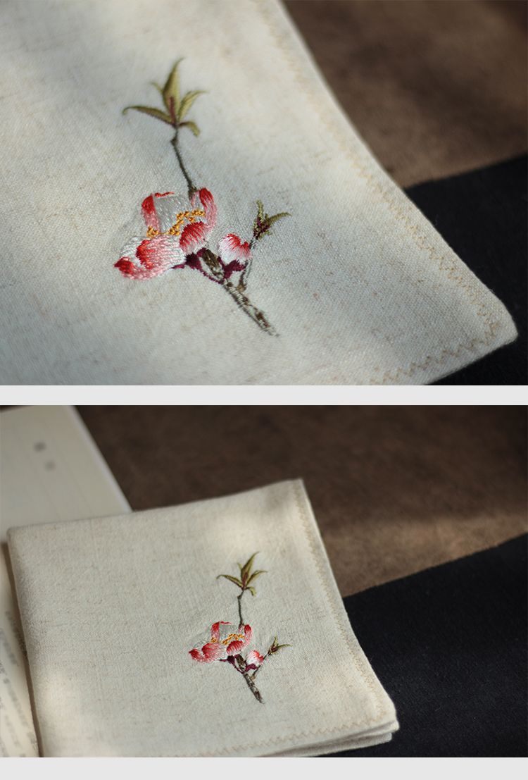 Mouchoir brodé pour femme, en coton double épaisseur, absorbant la transpiration, carré, idéal comme cadeau d'anniversaire_voghion.com