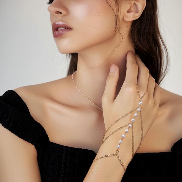 Bracciale cubano multistrato con perle naturali a forma di cuore e occhio del diavolo, con catena ad anello in zircone lucido colorato, nuovo stile_voghion.com