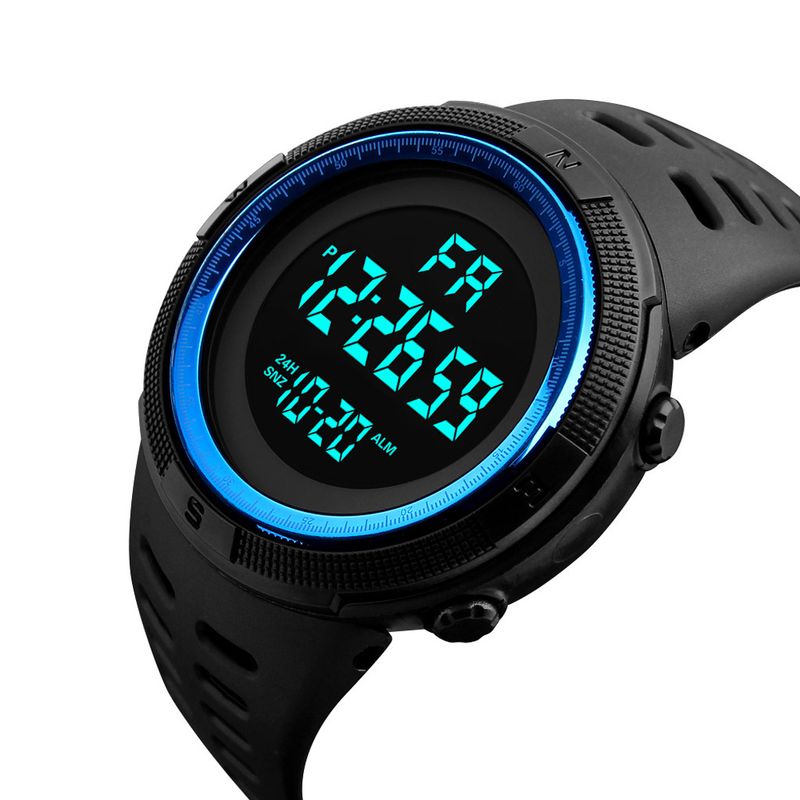 Large Dial Waterproof Sports Watch For Men & Students - Multi-Function Digital Watch With Alarm, Stopwatch & Durable Silicone Strap​_voghion.com