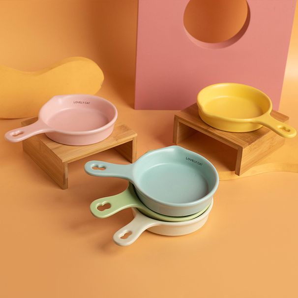 Koreanischer BD-Stil Flachboden-Katzennapf aus Keramik mit langsamem Futterverzehr, Einhebel-Trinkgefäß, Anti-Schwarz-Kiefer, geeignet für Dosenfutter_voghion.com