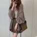 South Korea 2024 autumn loose and lazy thin shawl top, medium long lantern sleeve knitted cardigan jacket for women_voghion.com