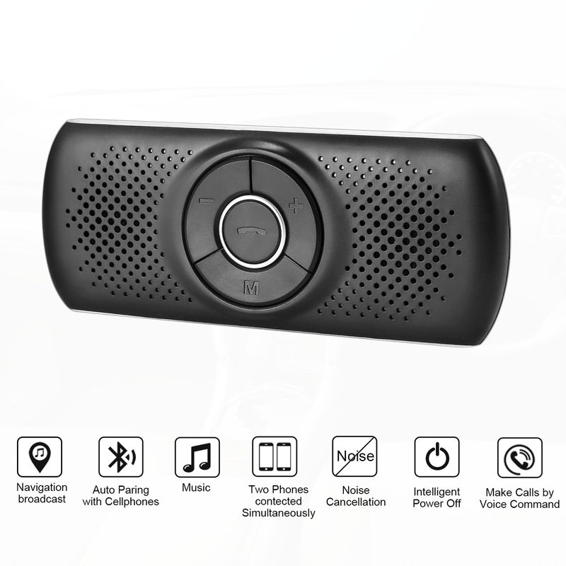 Car BT Speaker, Portable BT Handsfree Car Phone Calling, Wireless Car Kit Music Player With Visor Clip, Support Siri_voghion.com