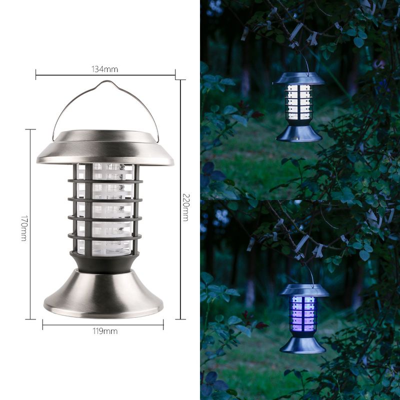 Lampada solare antizanzare, lampada anti-insetti portatile per esterni con luce UV, lanterna da giardino impermeabile per patio, cortile, campeggio - Batteria ricaricabile_voghion.com