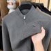 Men’s Fleece-Lined Wool Sweater – Thickened Thermal Knit With Zipper, Oversized Fit For Winter Comfort_voghion.com