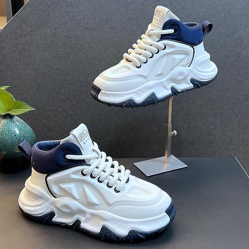 High-Top For Men 2025 New Trendy Versatile White Sneakers Super Popular Men's Thick-Soled Height-Increasing Shoes_voghion.com