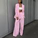 Damenbekleidung Casual All Match Langarmshirt Weite Hosen Hosenanzug Rosa Herbst Neuer Zweiteiliger Anzug_voghion.com