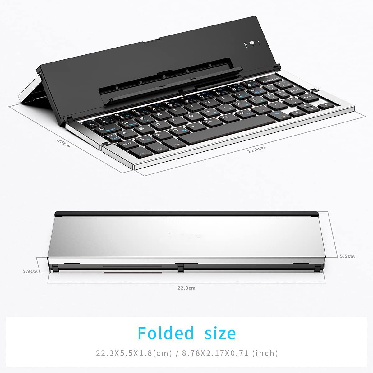 Jomaa Folding Bluetooth Foldable Wireless Pocket Size Rechargeable Keyboard For IPhone IPad Tablet Laptops_voghion.com