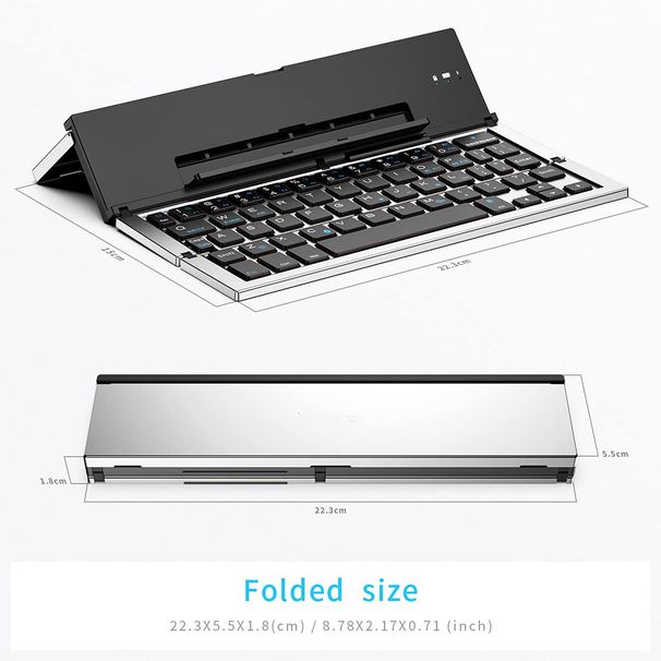 Jomaa Folding Bluetooth Foldable Wireless Pocket Size Rechargeable Keyboard For IPhone IPad Tablet Laptops_voghion.com