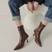 Soft, Soft, Huge, Comfortable, Brown Pointed, Slim, High-heeled, Skinny, Elastic Socks, Boots, Sexy Women's Short Boots_voghion.com