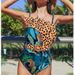 Maillot de bain une pièce sexy pour femmes, bikini imprimé léopard, jupe de plage, protection solaire, ensemble deux pièces_voghion.com