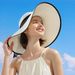 New Arrivals outdoor Seaside woman fashion big Bow large brimmed Sun Protection Cap Foldable Straw Hat_voghion.com