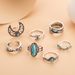 Neu Bohemian Türkis Mond Feder Schlange Set von 7 Ringe_voghion.com