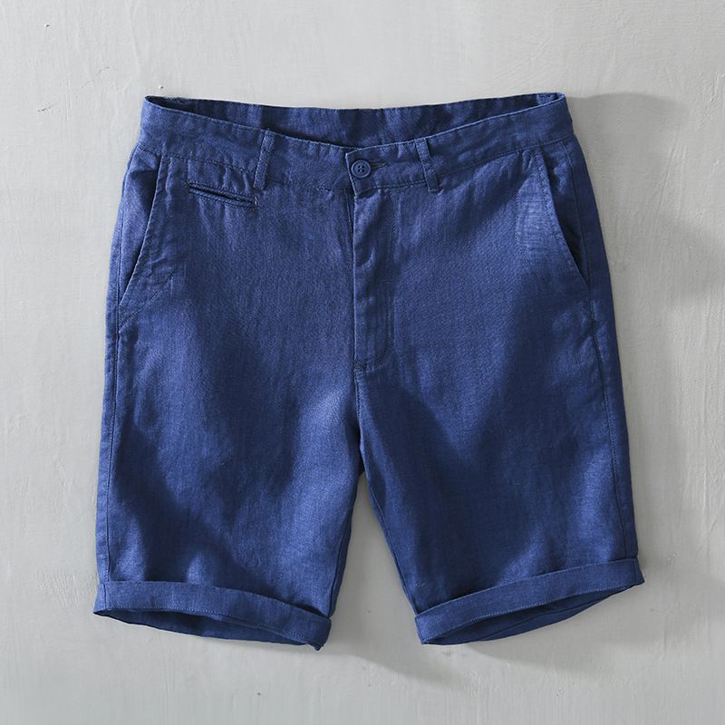 Vêtements pour hommes Été Nouveau Spot Shorts de plage Shorts droits décontractés en lin pour hommes_voghion.com