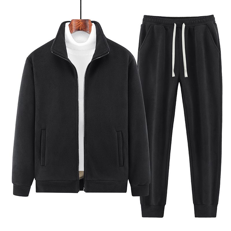 Sudadera deportiva informal para hombre, conjunto de dos piezas con chaqueta cálida y pantalones casuales para otoño e invierno_voghion.com